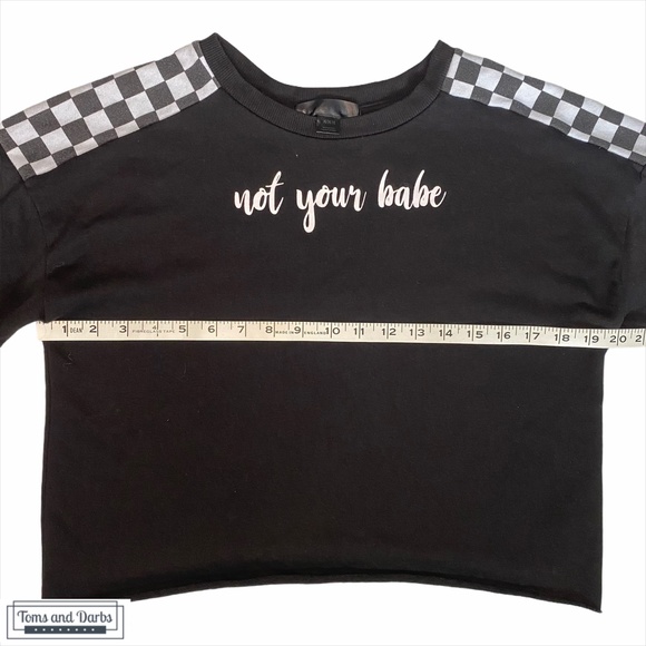Not Your Babe Long Sleeve Checkered Crop Top - Picture 6 of 9